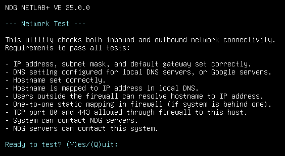 Network Test Info
