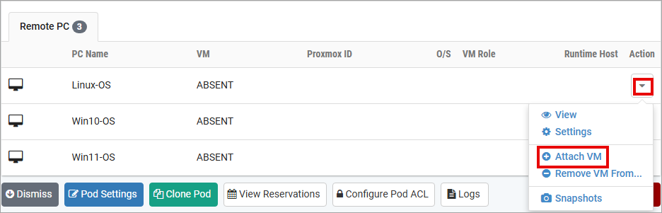 Remote PC Attach VM